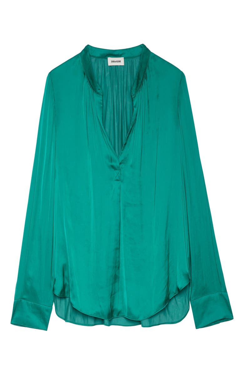 Zadig & Voltaire Tink Satin Blouse, Alternate, color, Emeraude