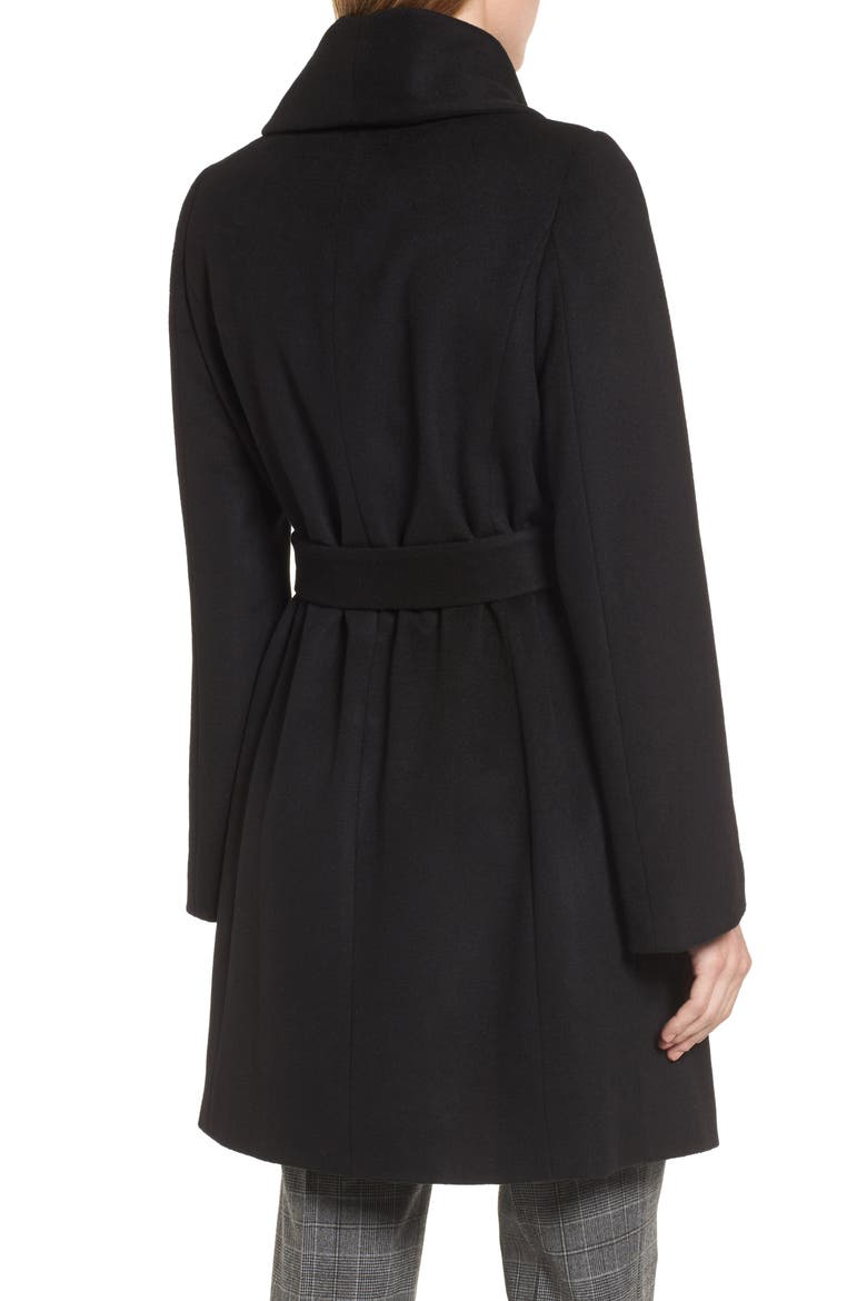 Gabrielle Wool Blend Long Wrap Coat, Alternate, color, BLACK