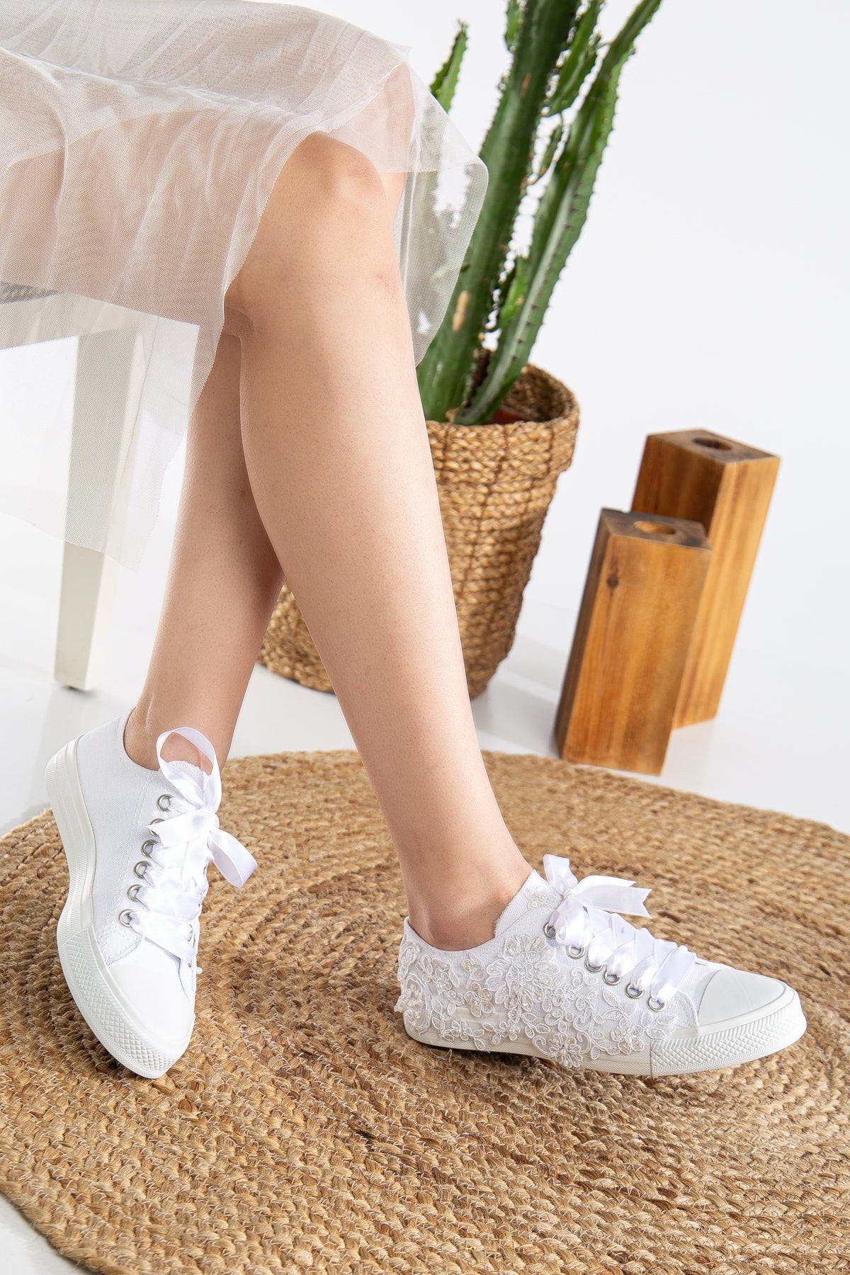 Forever & Always Shoes Shelby Lace White Bridal Sneakers, Alternate, color, White