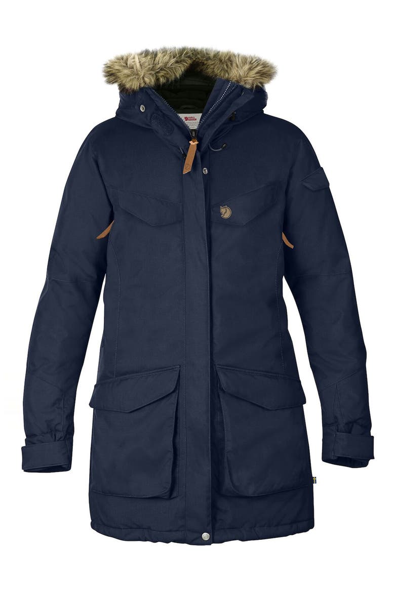 Nuuk Waterproof Parka with Removable Faux Fur Trim, Main, color, DARK NAVY