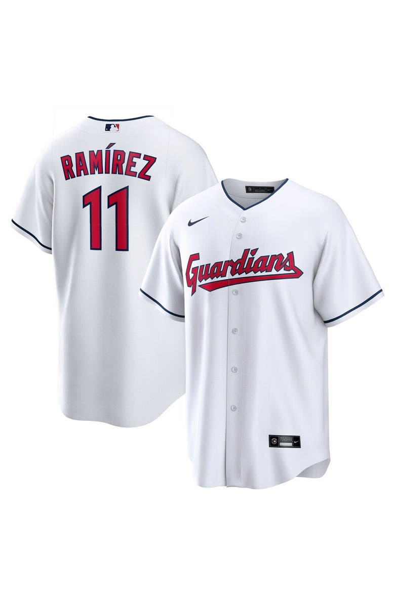 Nike Men's Nike José Ramírez White Cleveland Guardians Replica Player Jersey, Main, color, 