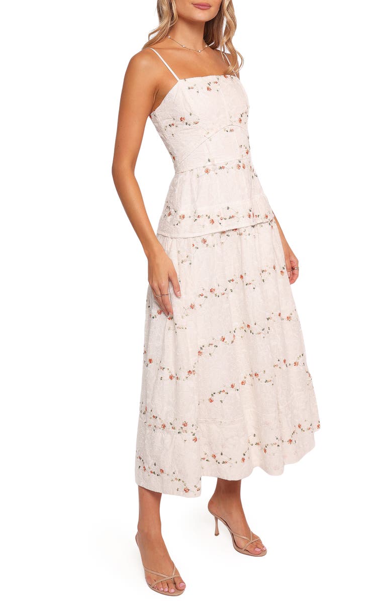 Petal & Pup Eleanora Floral Embroidered Midi Dress, Alternate, color, White Floral