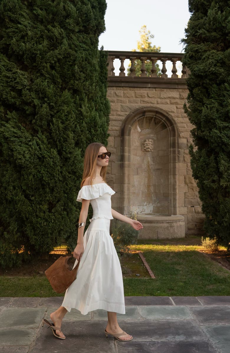 WAYF Delilah Shirred Off the Shoulder Top, Alternate, color, Ivory