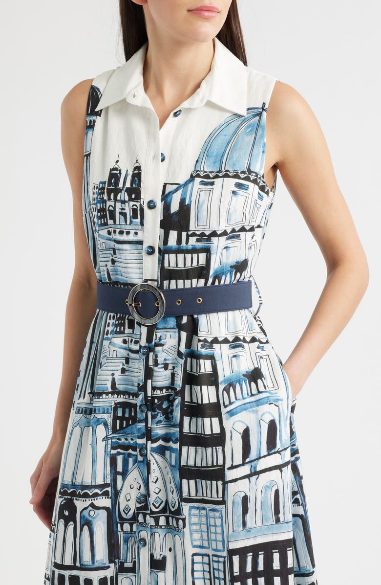 Elie Tahari Francia City of Dreams Belted Shirtdress, Alternate, color, 