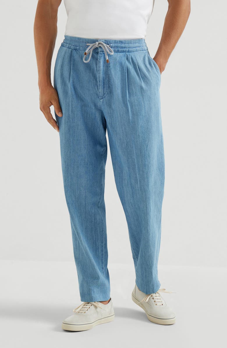 Brunello Cucinelli Lightweight denim trousers, Main, color, Light Denim