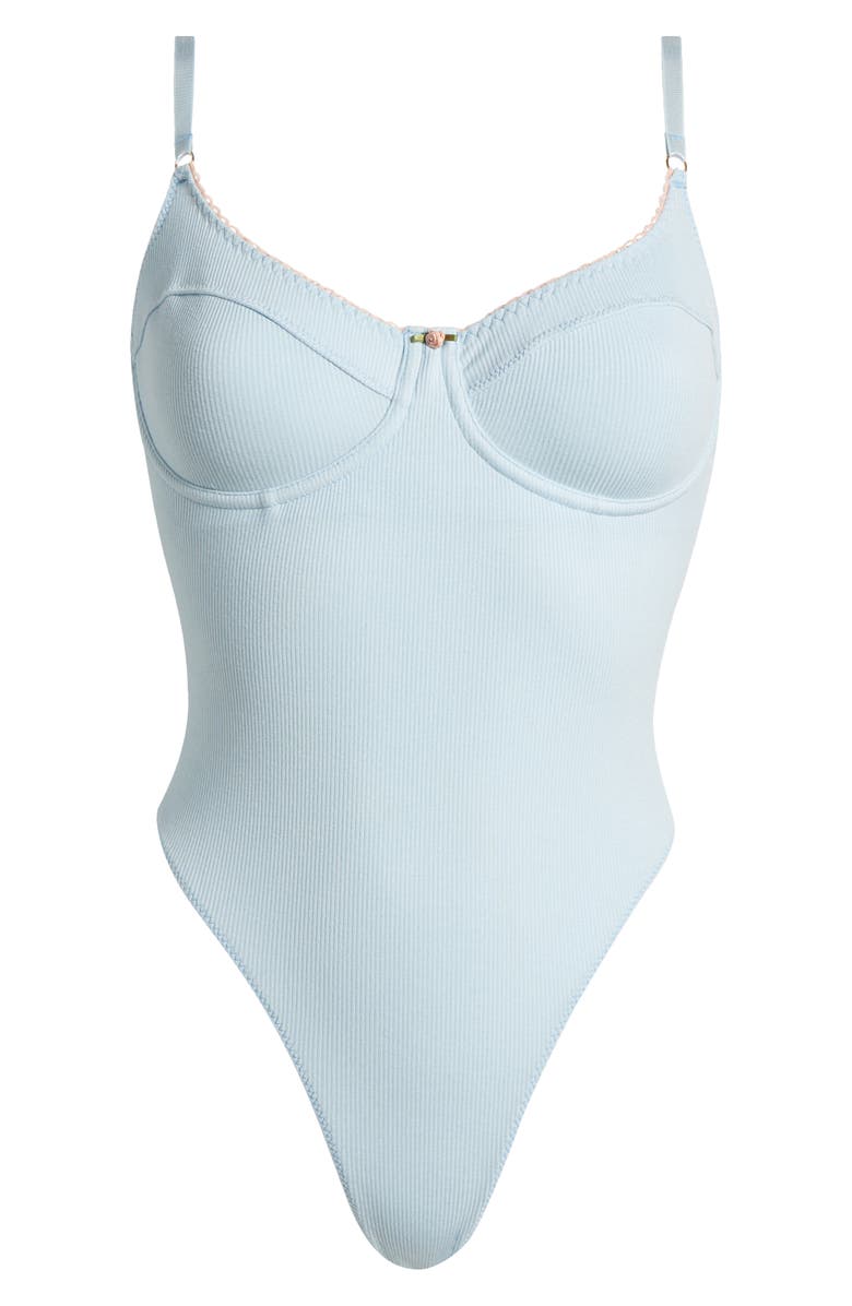 KILO BRAVA Rib Underwire Bodysuit, Alternate, color, Powder Blue