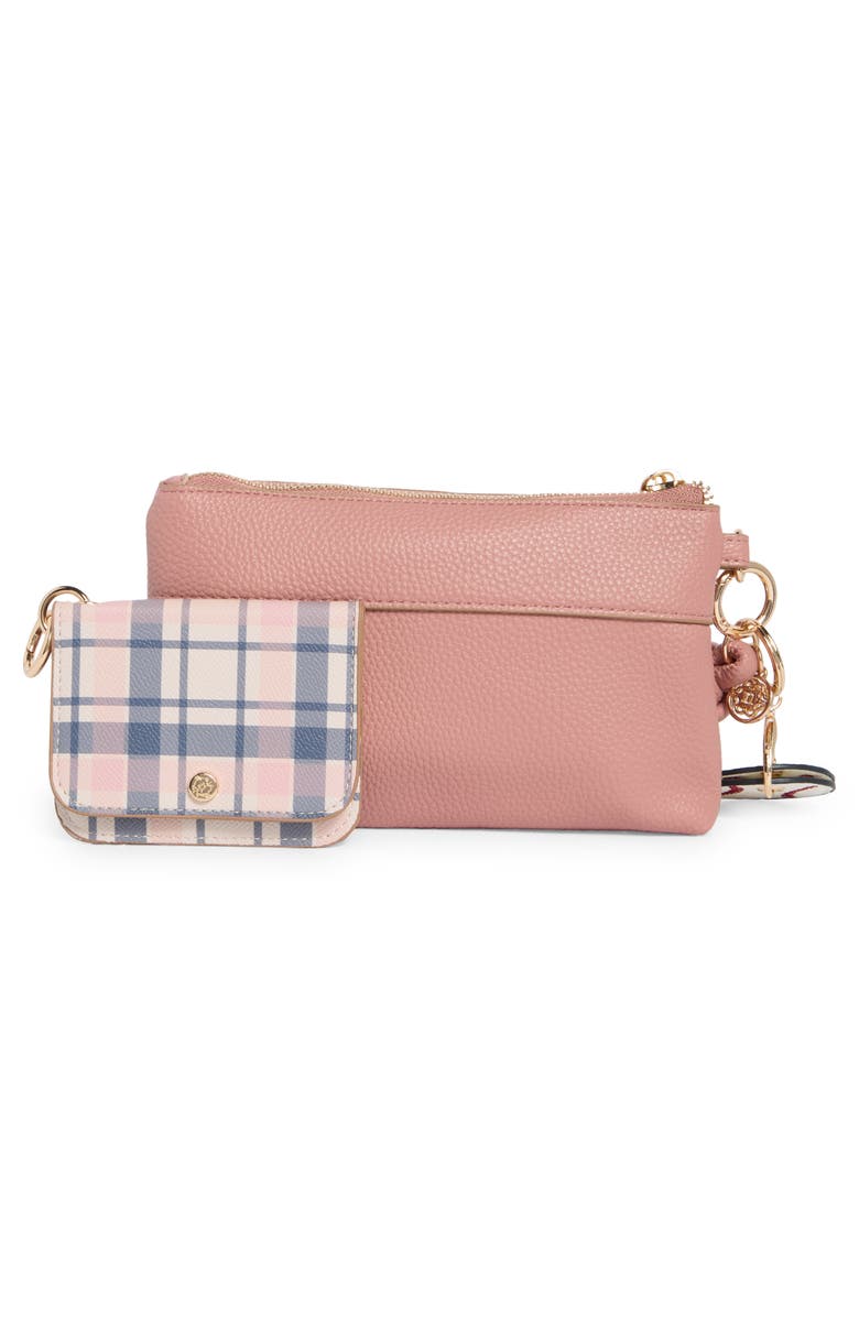 Nanette Lepore 3-Piece Wristlet Set, Alternate, color, Aged Rose-Navy Rose Plaid