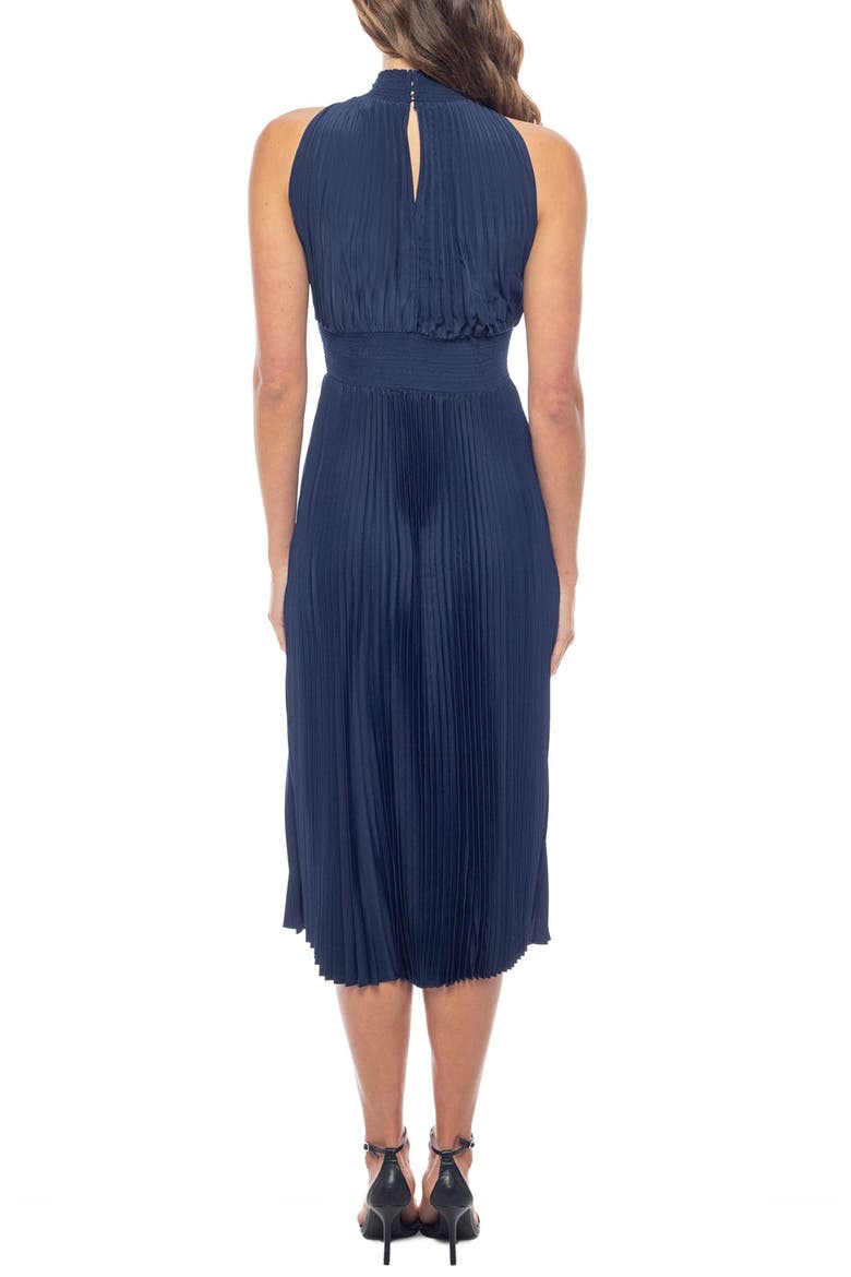 Pleated Midi Dress, Alternate, color, DARK NAVY