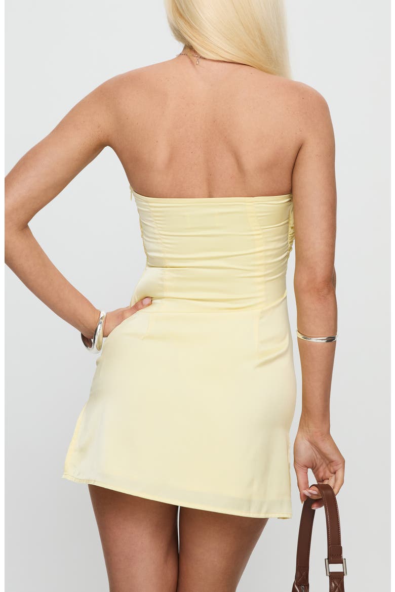 Irena Strapless Satin Minidress, Alternate, color, LEMON