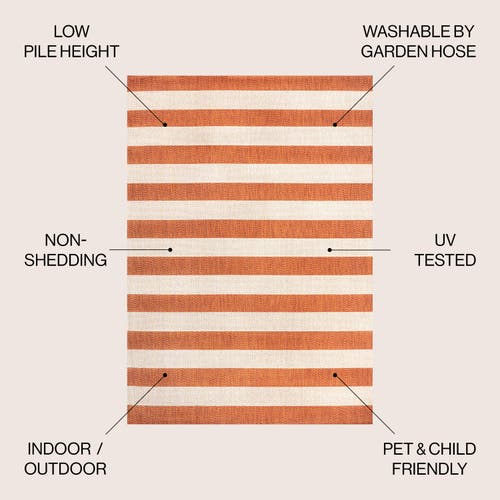 Jonathan Y Negril Two-tone Wide Stripe Indoor/outdoor Area Rug In Orange/beige