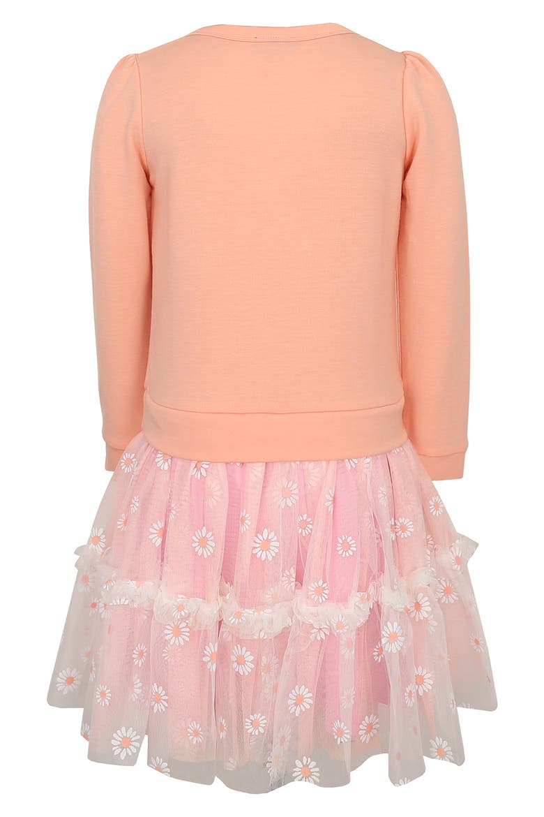 Kids' Long Sleeve Flower Tutu Dress, Alternate, color, PEACH