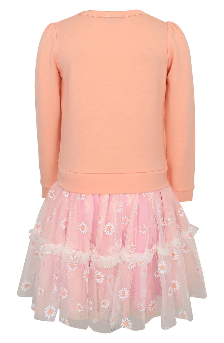 Zunie Kids' Long Sleeve Flower Tutu Dress, Alternate, color, Peach