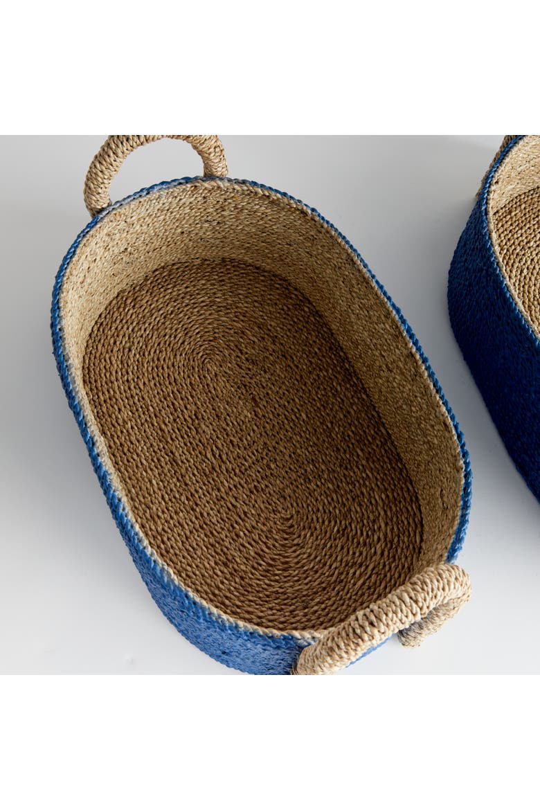 Tiana Seagrass Short Oval Decorative Baskets Set of 2, Alternate, color, Blue