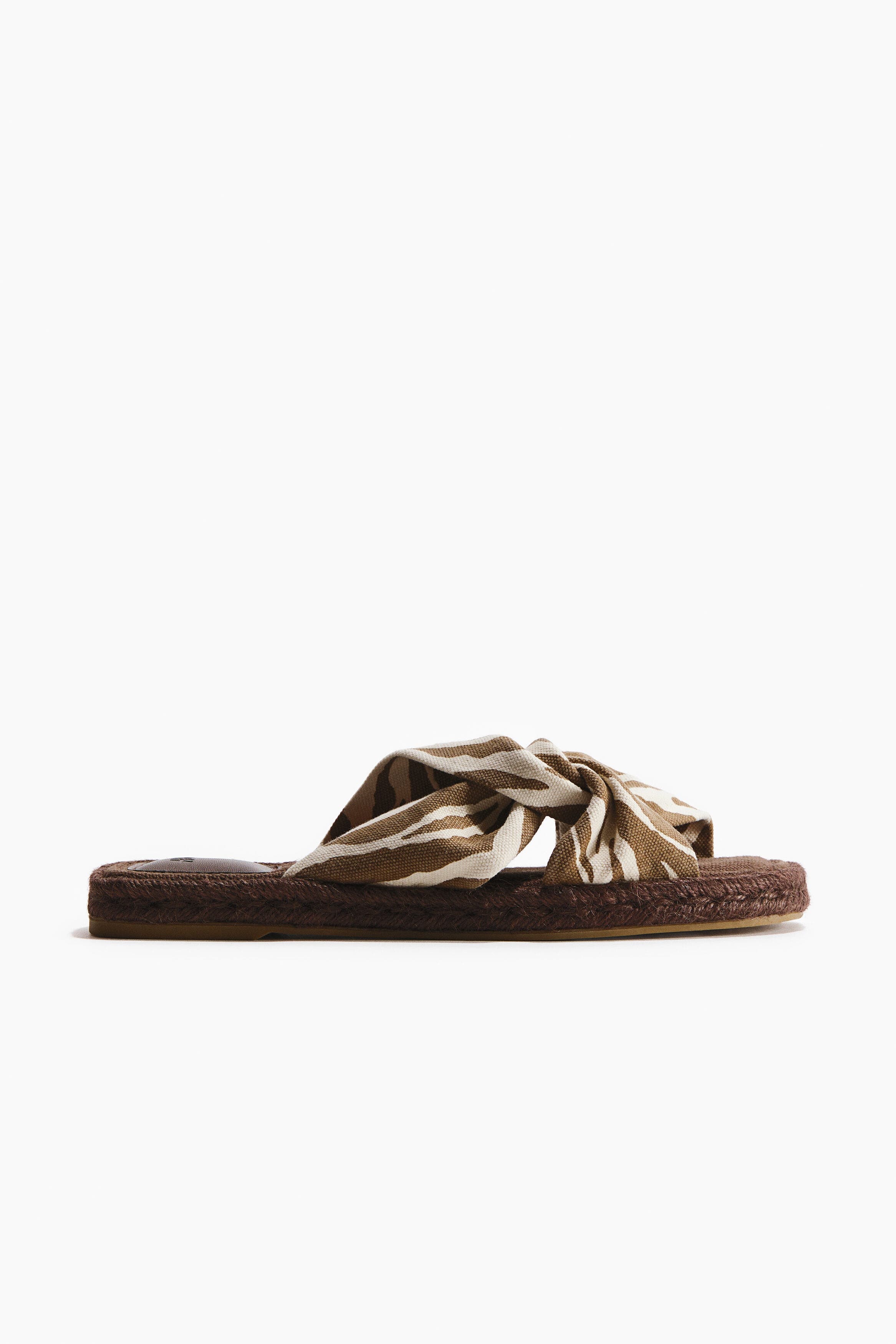H&M Cotton espadrille sandals, Alternate, color, Light Beige/Zebra Print