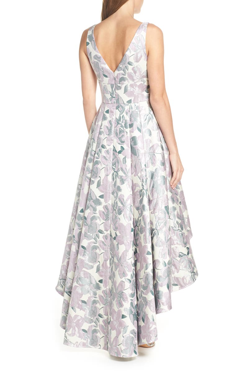 Eliza J Floral Jacquard High/Low Evening Dress, Alternate, color, 