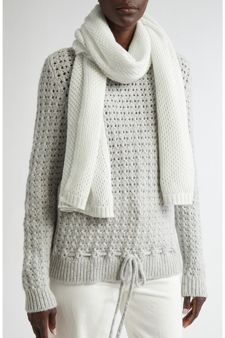 Cashmere Scarf, Alternate, color, WHITE