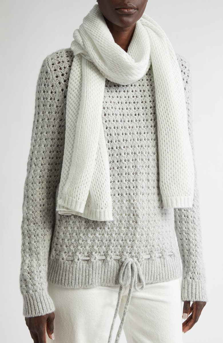 Johnstons of Elgin Cashmere Scarf, Alternate, color, White