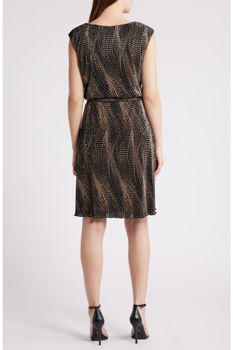 Tie Waist Sleeveless Dress, Alternate, color, BLACK/ CAMEL