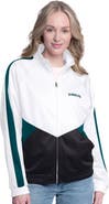 G-III 4HER BY CARL BANKS Women's G-III 4Her by Carl Banks White/Midnight Green Philadelphia Eagles Rally Rhinestone Full-Zip Track Jacket