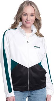 G-III 4HER BY CARL BANKS Women's G-III 4Her by Carl Banks White/Midnight Green Philadelphia Eagles Rally Rhinestone Full-Zip Track Jacket