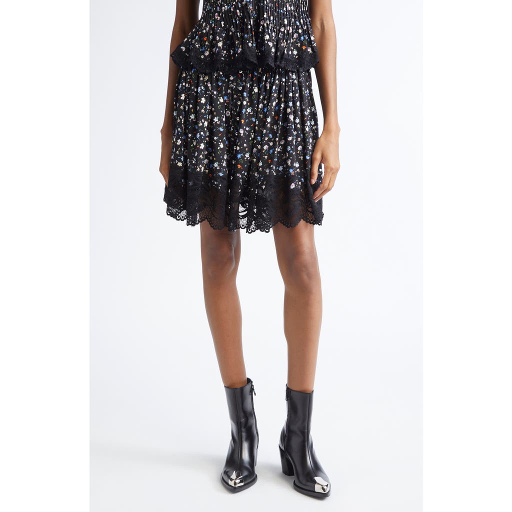Rabanne Ditsy Floral Lace Trim Skirt in Black  product
