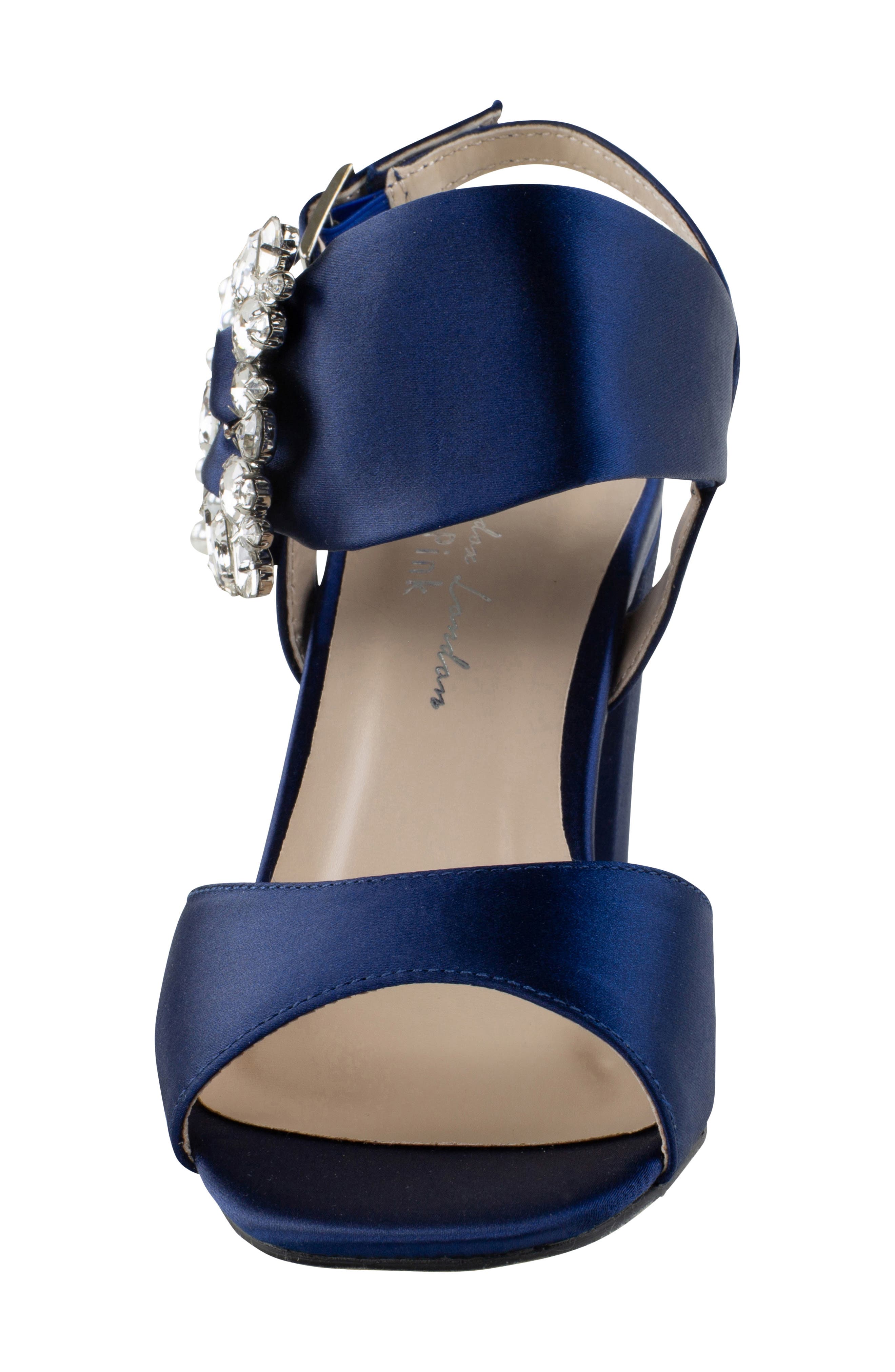 Manhattan Embellished Sandal, Alternate, color, NAVY SATIN