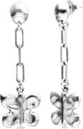 UNODE50 Long Butterfly Earrings in Silver-Tone