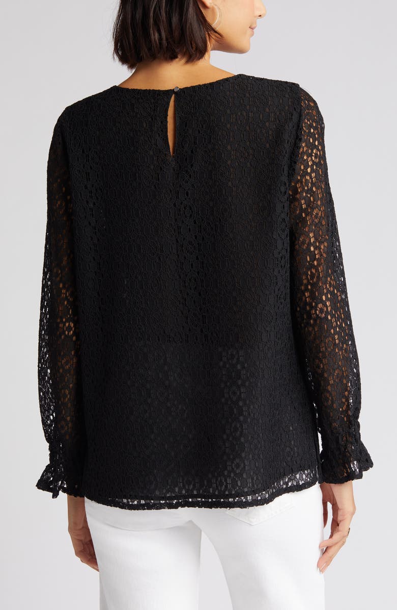 Misook Lace Overlay Blouse, Alternate, color, 