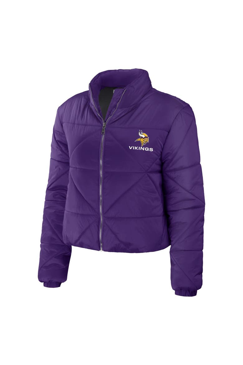 Women's WEAR by Erin Andrews  Purple Minnesota Vikings Cropped Puffer Full-Zip Jacket, Alternate, color, Purple