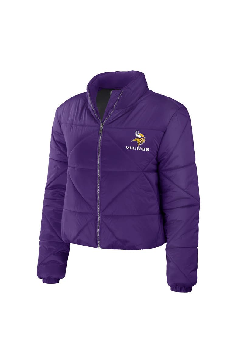 WEAR by Erin Andrews Women's WEAR by Erin Andrews  Purple Minnesota Vikings Cropped Puffer Full-Zip Jacket, Alternate, color, Purple