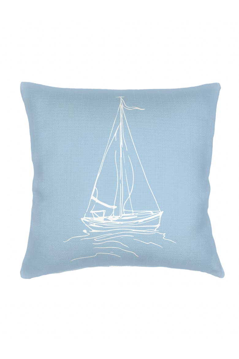 Sailboat Linen Pillow with Down Alternative Insert, Main, color, Blue