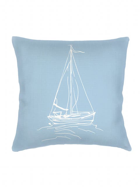 Sailboat Linen Pillow with Down Insert
