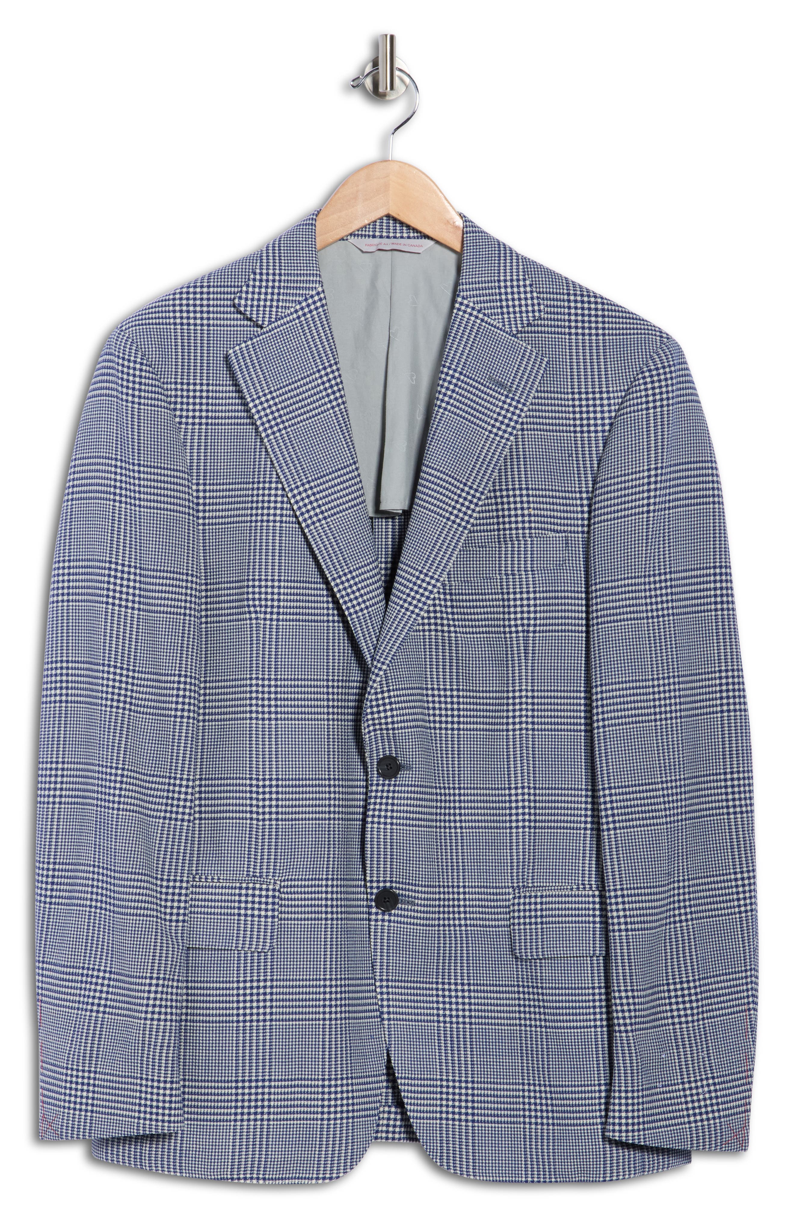 Samuelsohn Blue Plaid Stretch Wool Sport Coat