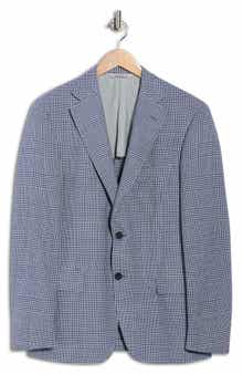 Samuelsohn Blue Plaid Stretch Wool Sport Coat
