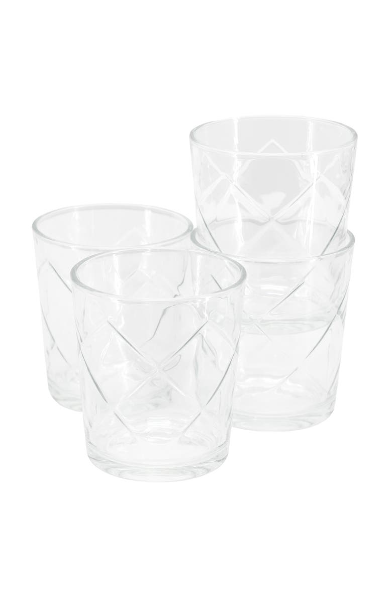 Gibson Home Lattice 4 Piece 13.5 Ounce Double Old-Fashioned Glass Set, Main, color, Clear