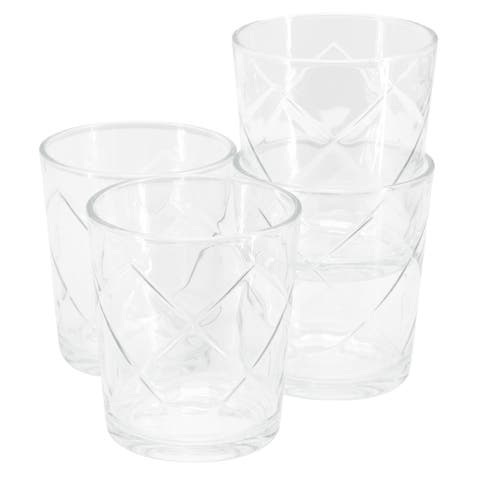 Lattice 4 Piece 13.5 Ounce Double Old-Fashioned Glass Set
