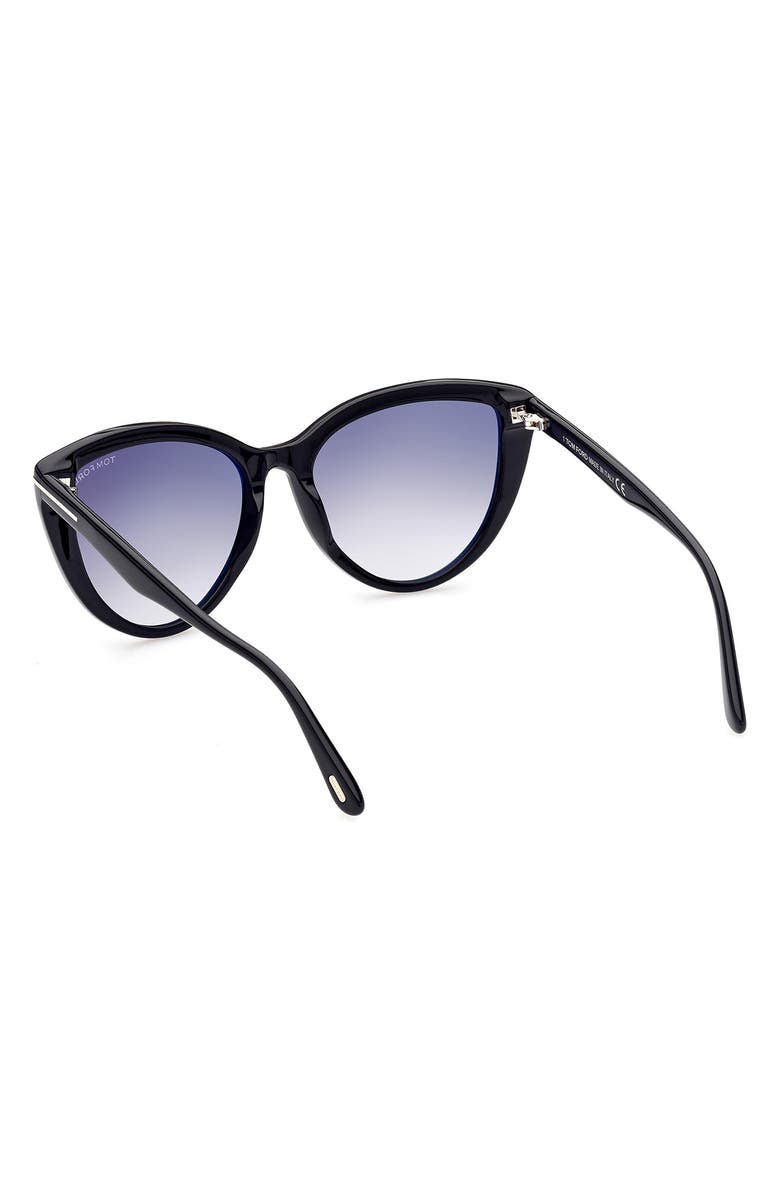 TOM FORD Isabella-02 56mm Gradient Cat Eye Sunglasses, Alternate, color, Shiny Black  / Gradient Smoke