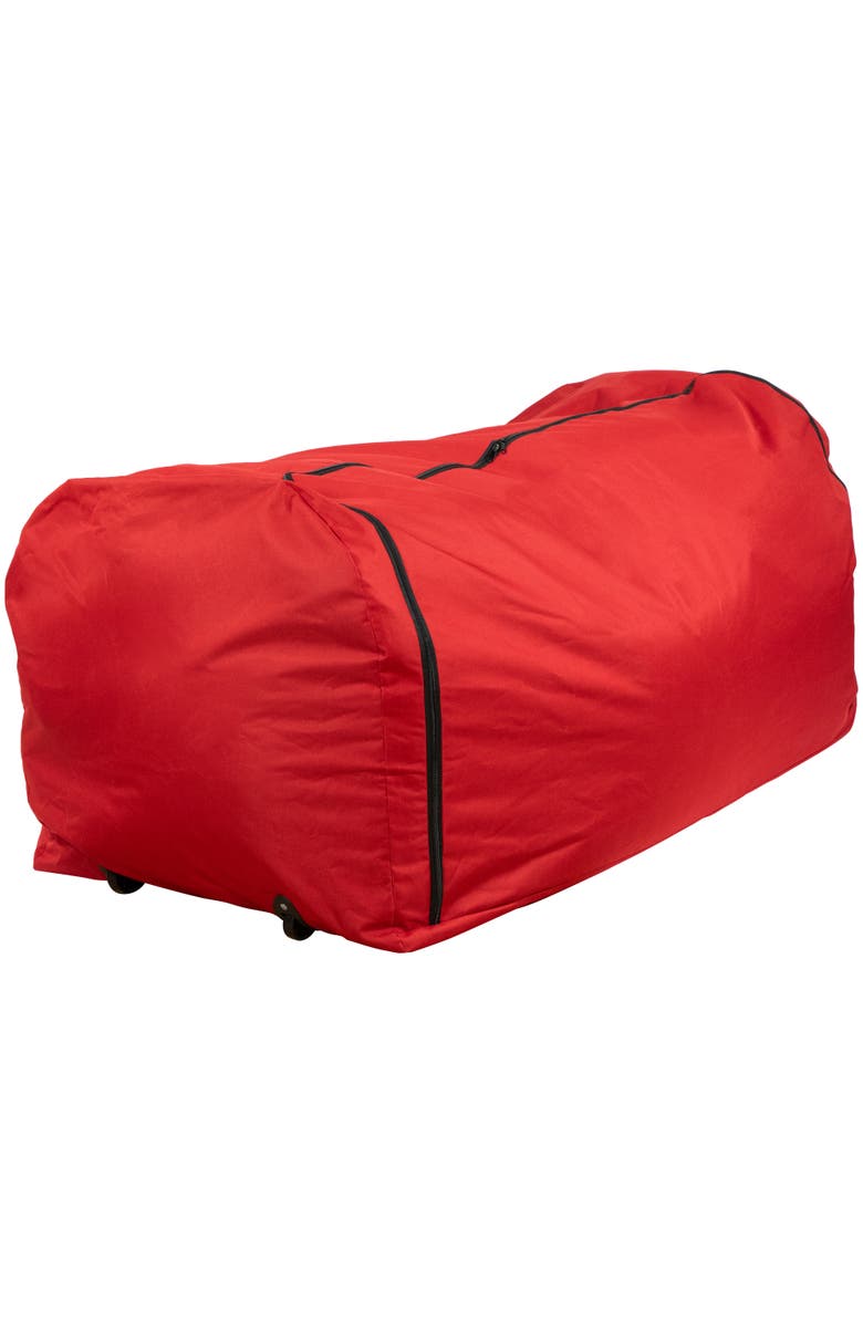 Northlight 57" Red Artificial Christmas Tree Rolling Storage Bag For Trees Up to 9ft, Alternate, color, Red