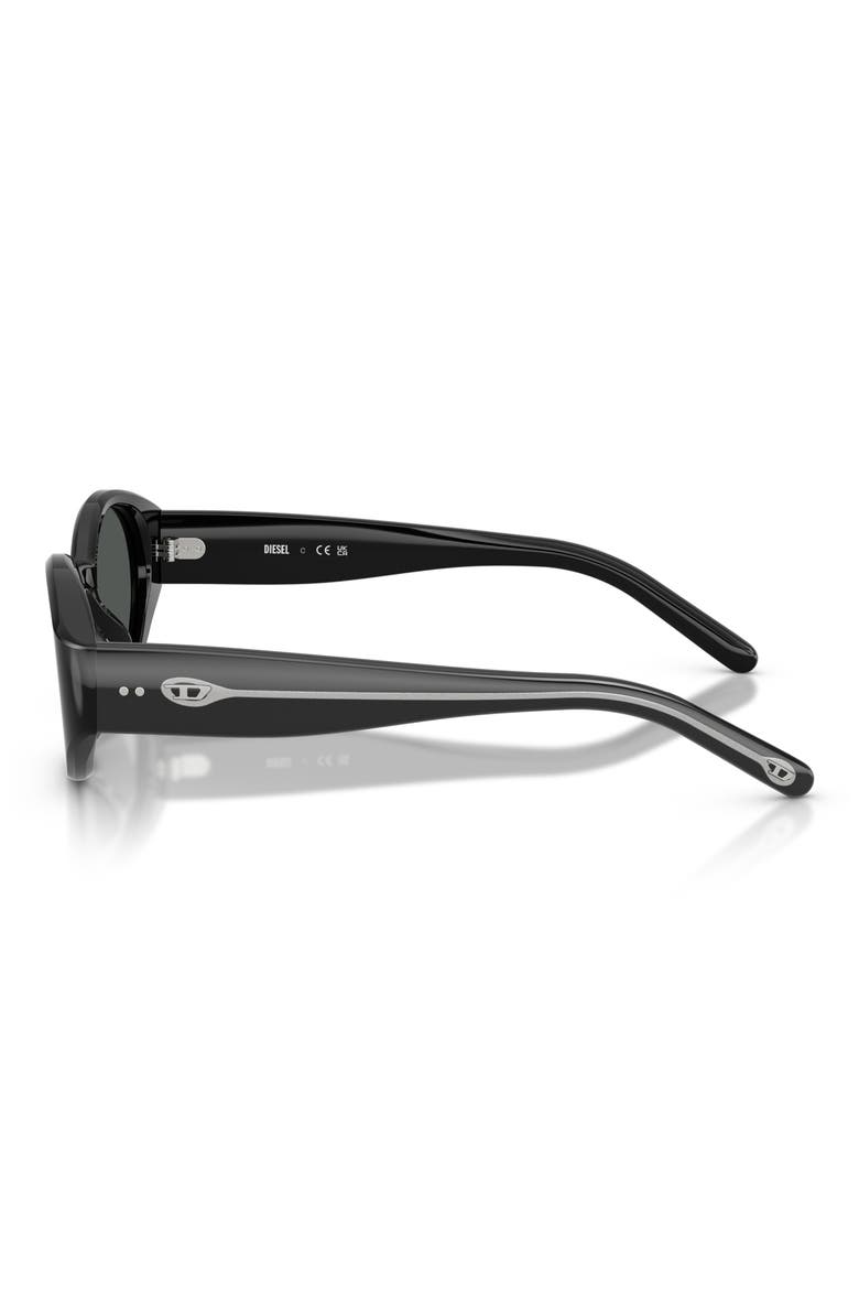 52mm Oval Sunglasses, Alternate, color, SOLID BLACK / SOLID BLACK
