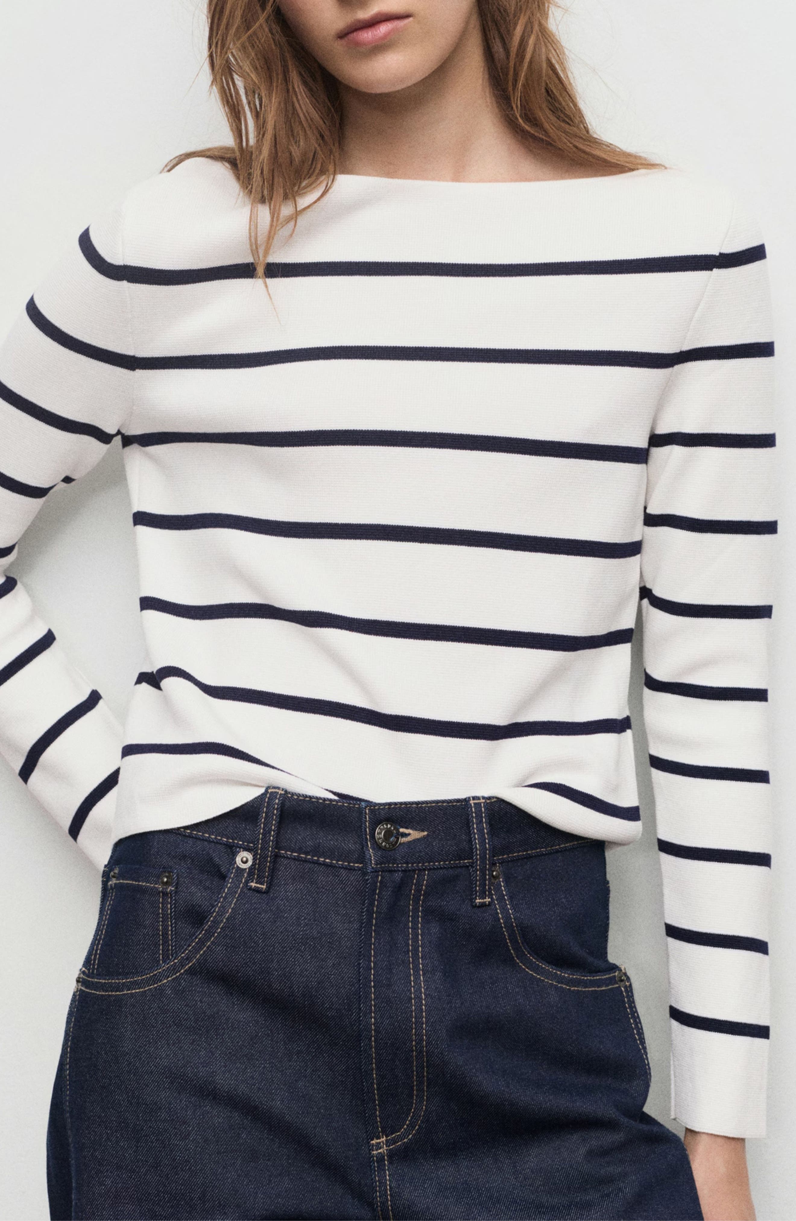 MANGO Fine Knit Boat Neck Sweater