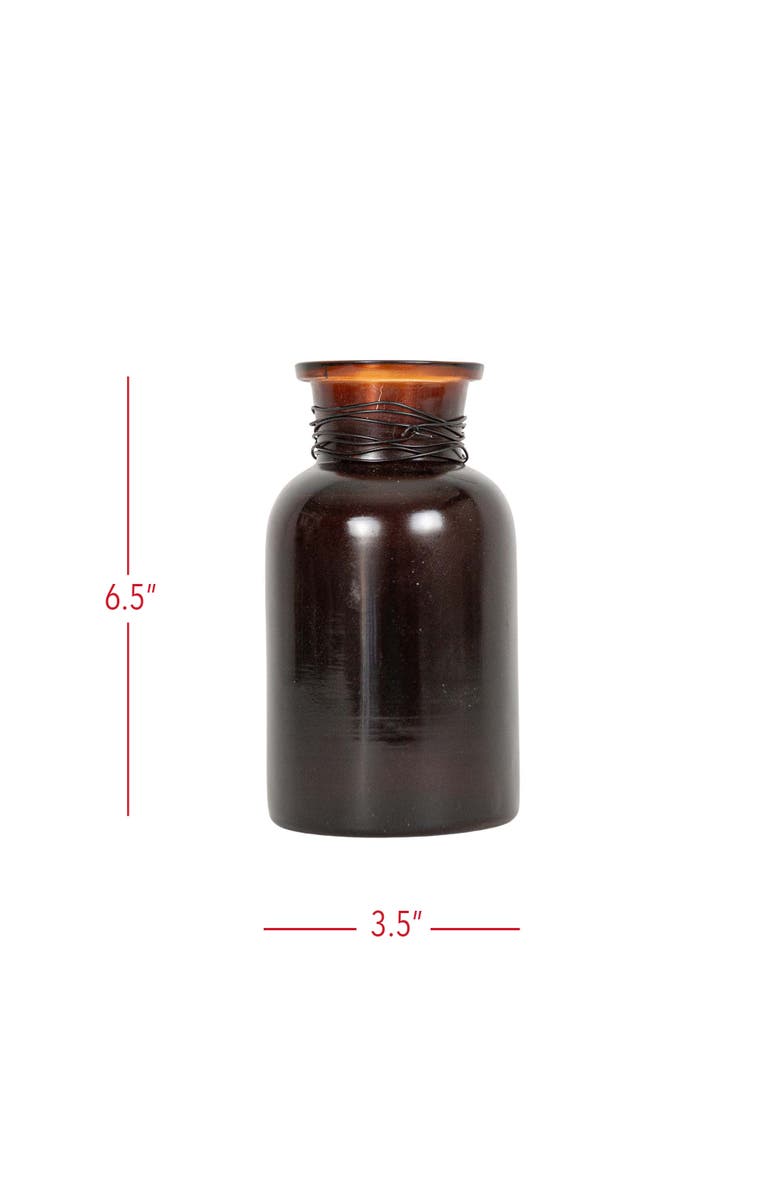 Foreside Home and Garden Wrapped Neck Bud Vase Amber Glass & Metal, Alternate, color, Brown