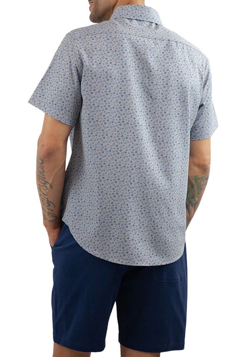 JACHS Floral Short Sleeve Button-Up Shirt, Alternate, color, Grey Poly Print