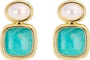 ATHRA LUXE Lapis and Imitation Pearl Drop Earrings