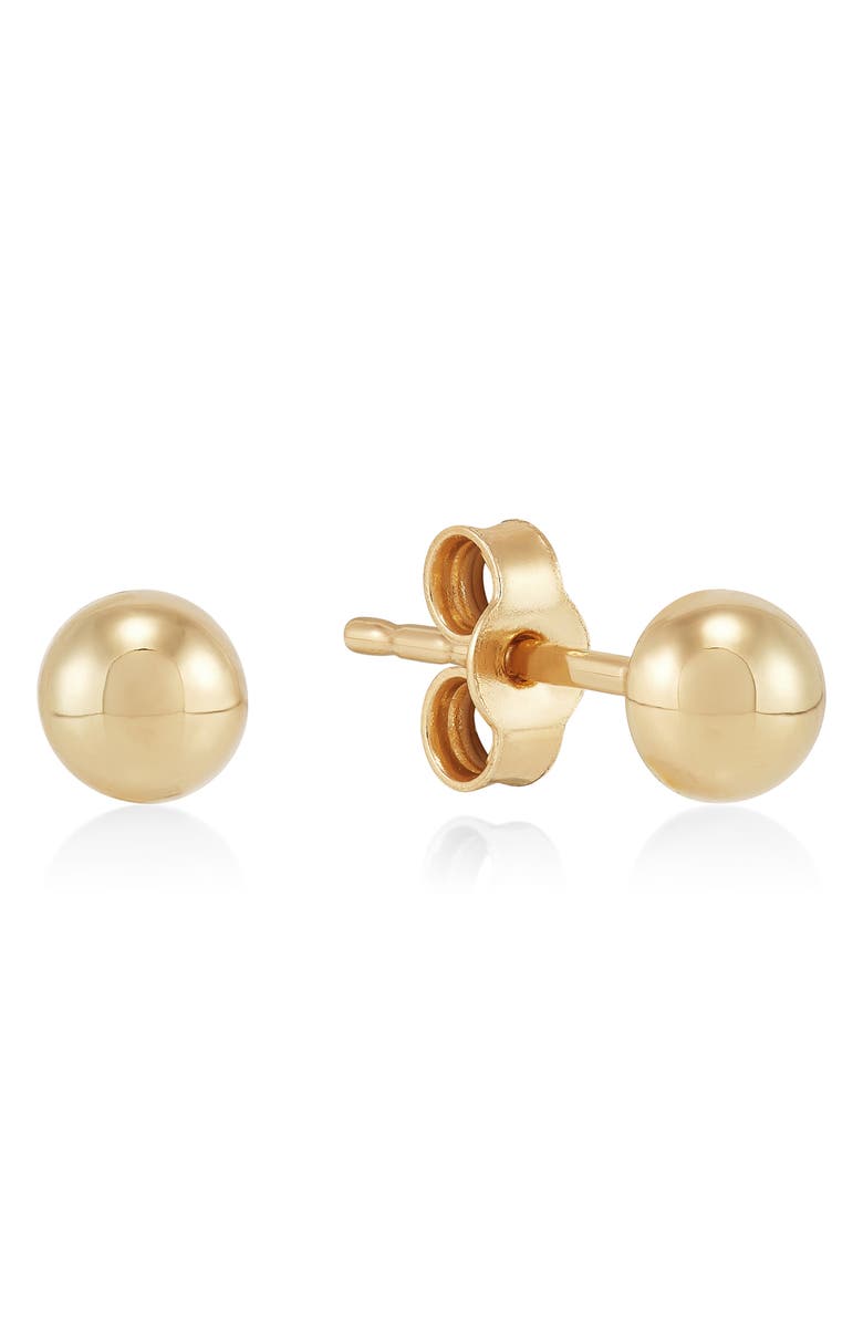 Frankie & Zoe 4mm Half Ball Stud Earrings, Alternate, color, Yellow Gold
