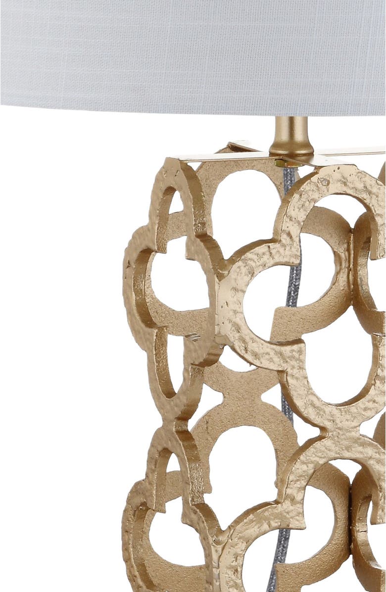 JONATHAN Y Oliver 26.5" Metal Quatrefoil LED Table Lamp, Gold, Alternate, color, 