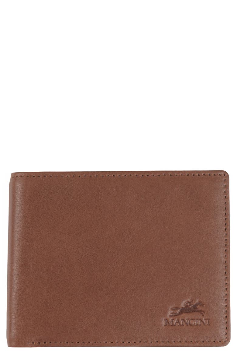 Mancini RFID Leather Billfold Wallet, Main, color, Brown