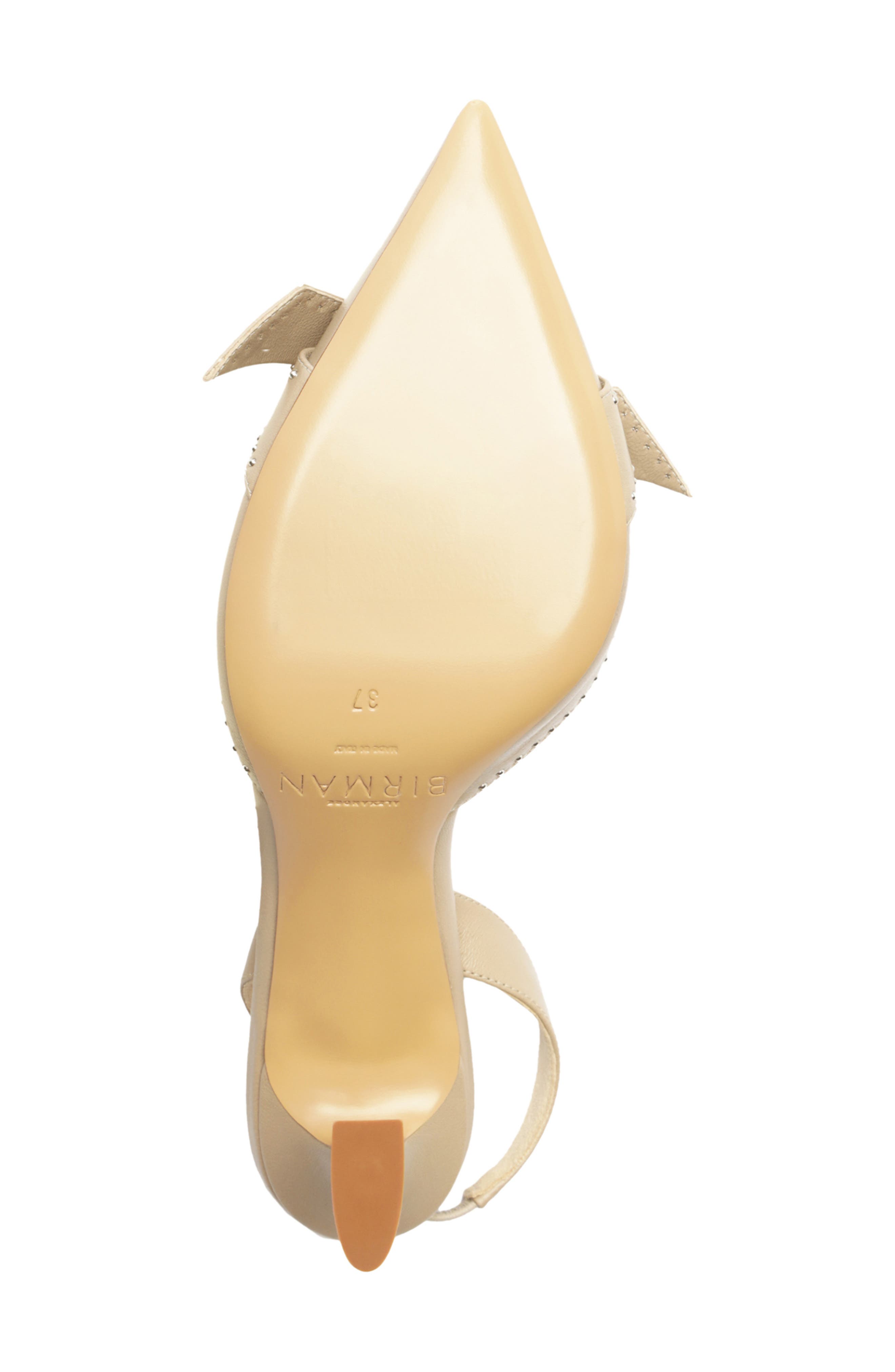 Alexandre Birman Clarita Bell Stud Pointed Toe Slingback Pump, Alternate, color, Semolina