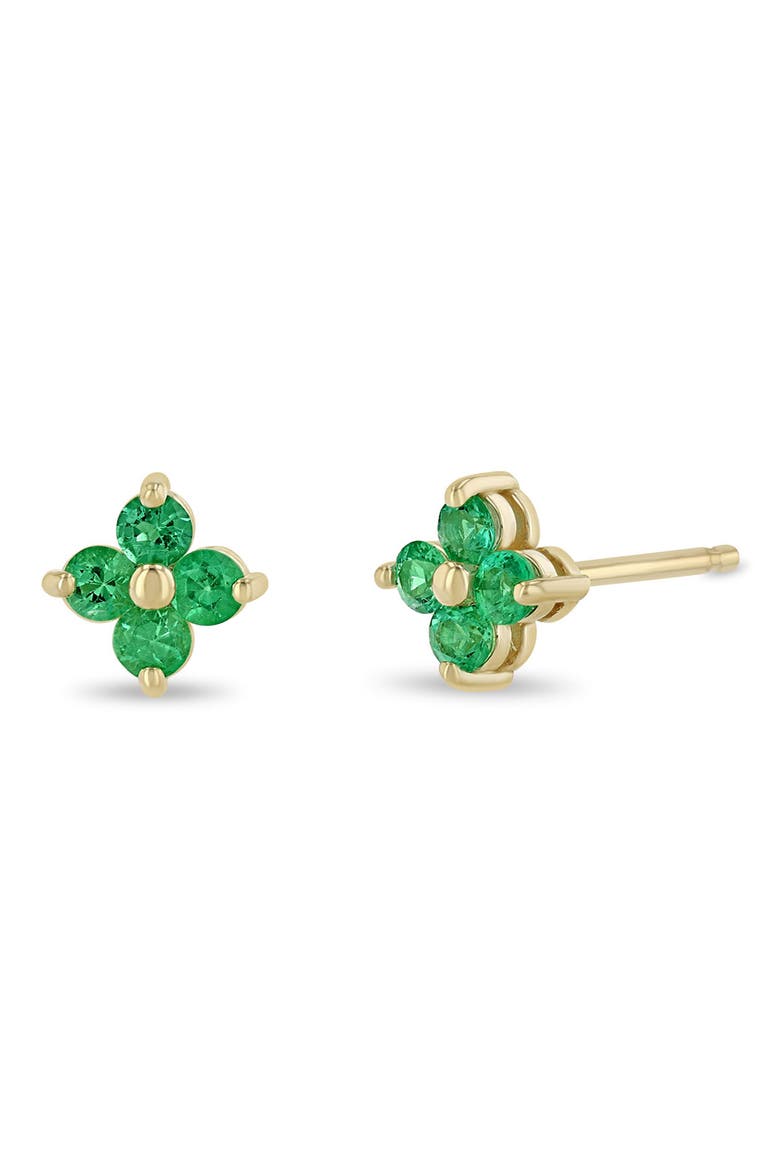 Quad Emerald Stud Earrings, Main, color, 14K YELLOW GOLD