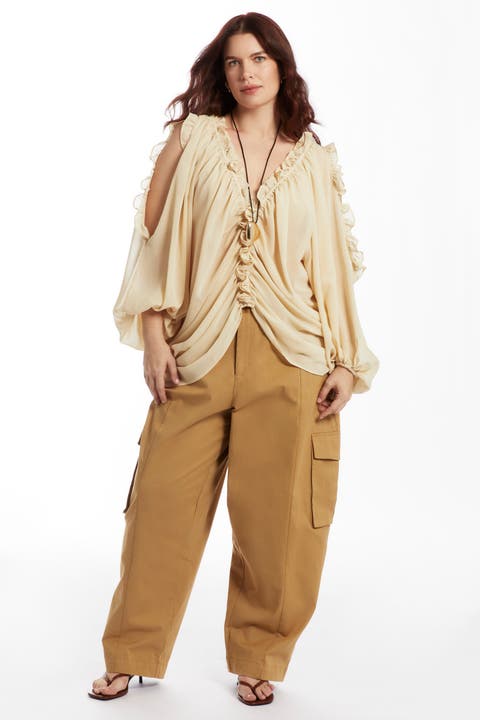 Draped Off-The-Shoulder Blouse (Plus)