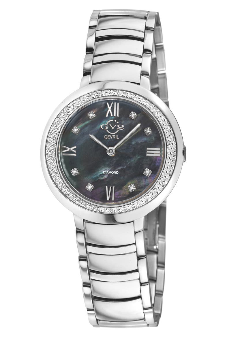 Amalfi Mother-of-Pearl Swiss Diamond Watch, 34mm - 0.04ct., Main, color, SILVER